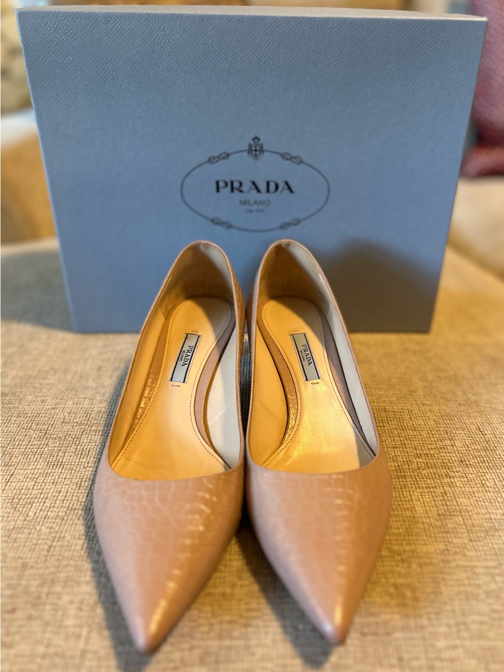Prada Blush Pink Pointed Toe Leather Pumps